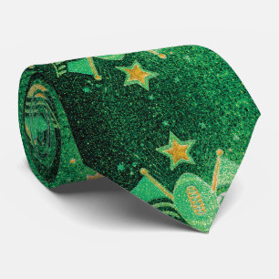 Cravate Parties scintillant verte et or Football Fan Spiri