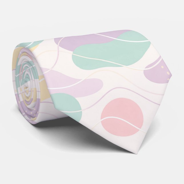 Cravate Pastel Abstract Seamless Pattern Waves and Circles (Roulé)