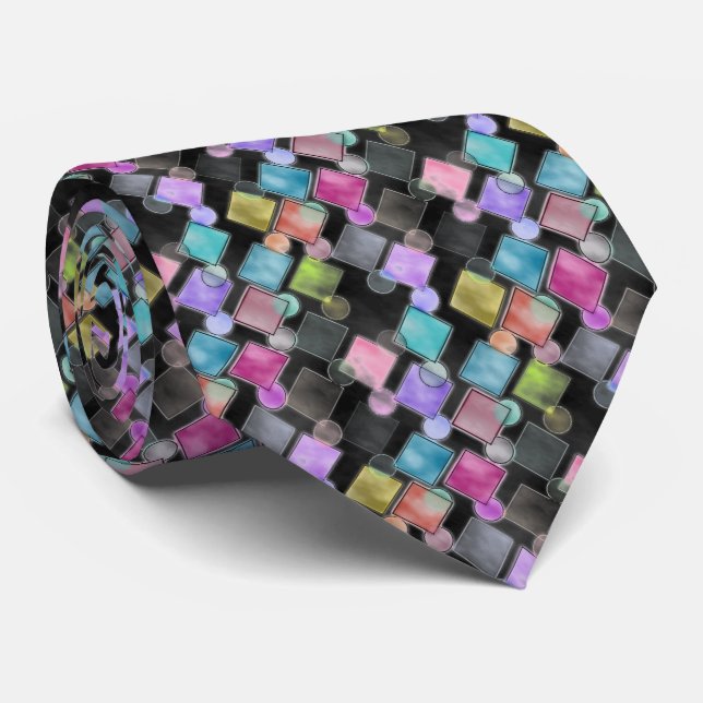 Cravate Pastel Abstrait rétro Carré Motif Pois (Roulé)