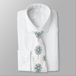 Cravate Pastel Daisy Dessin au Trait Rayure