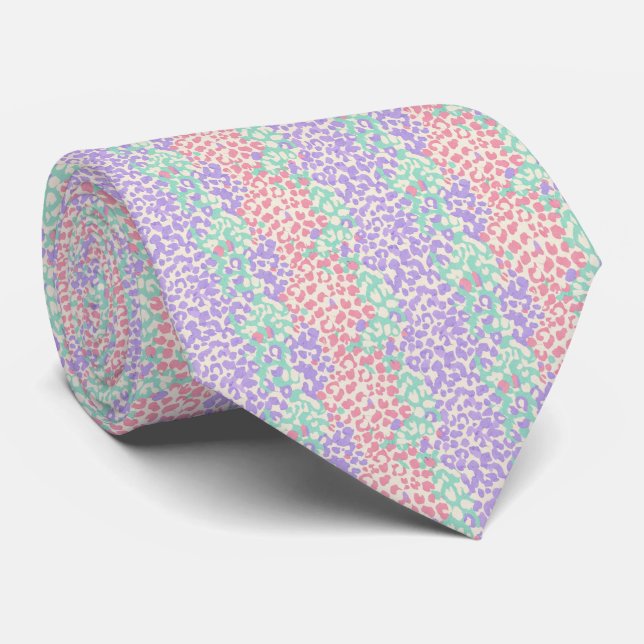 Cravate Pastel Leopard Animal Print Pattern (Roulé)