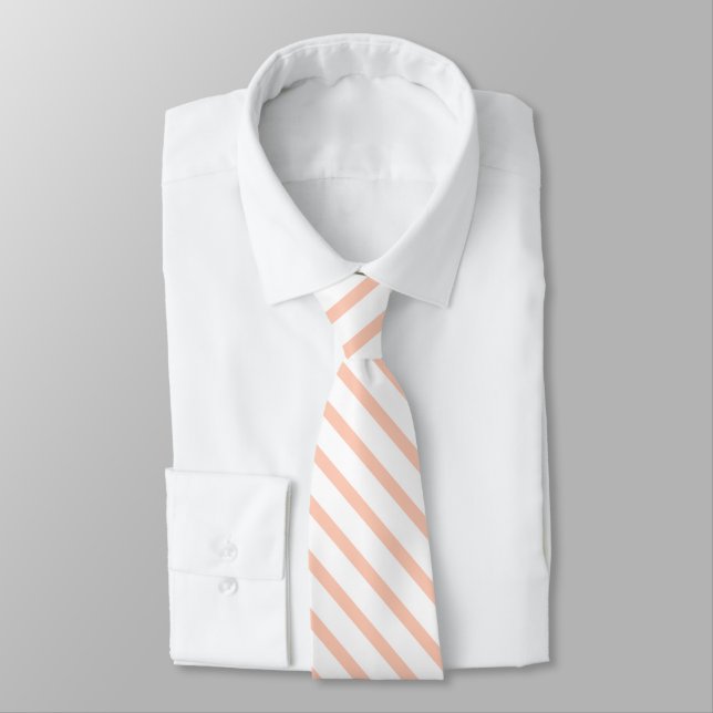 Cravate Pastel Orange Peach Stripes Couleur Solide Hommes (Attaché)