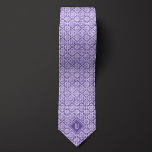 Cravate Pastel Purple Floral Inspiré Monogramme