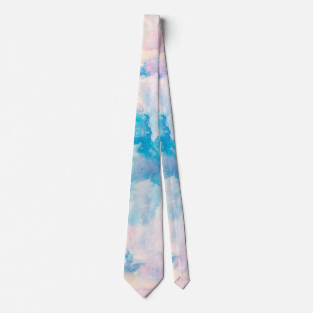 Cravate Pastel Rainbow Ciel nuageux (Devant)