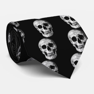 Cravate Patiné vieux crâne - noir et blanc