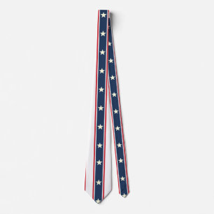Cravate Patriotique Rouge Blanc Bleu Étoiles Drapeau US 4 