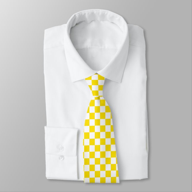 Cravate Patters de Yellow and White Checker Board (Attaché)
