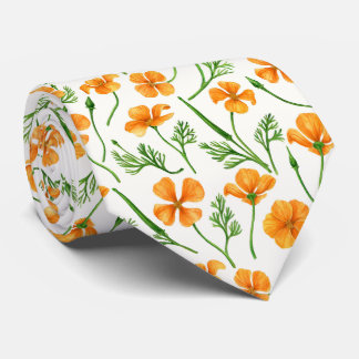 Cravate Pavot de Californie, fleurs d'été, orange wil