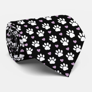 Cravate Paw Motif, Chien Paws, White Paws, Lilac Hearts