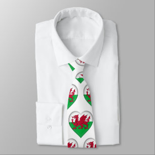Cravate Pays de Galles Drapeau Couleurs Motif de coeur Cra