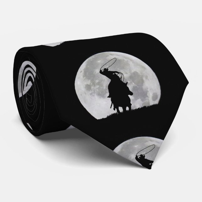 Cravate Pays Western Roping Cowboy et Moon (Roulé)