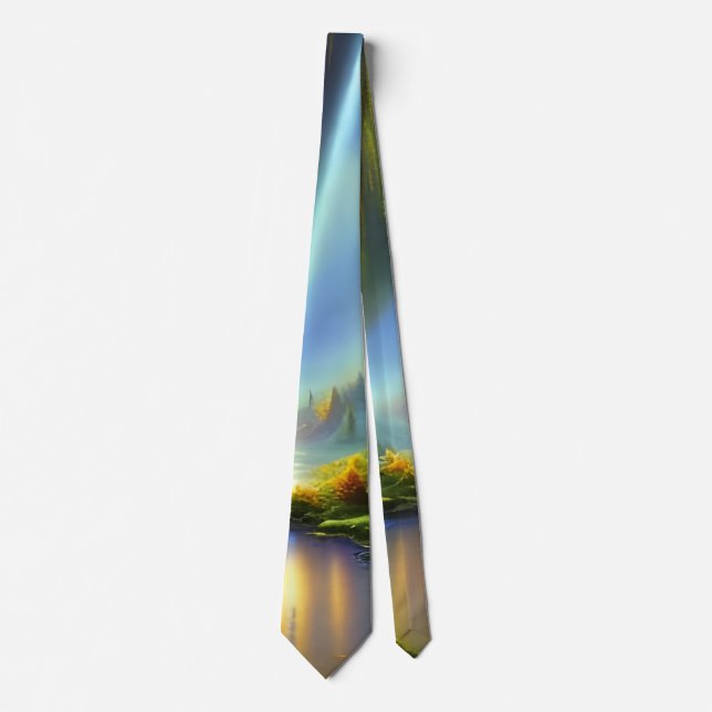 Cravate Paysage de cascade pittoresque Art AI (Devant)