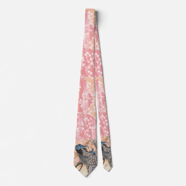 Cravate PEACOCKS, ROSE BLANC FLEURS SAKURA japonais Floral (Devant)