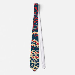 Cravate Peau à motif léopard rétro (bleu et rouge)