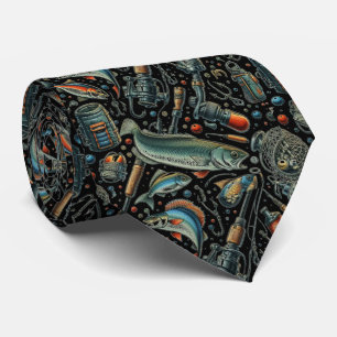 Cravate Pêcheur Motif Pêcheur noir