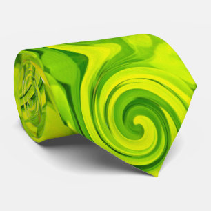 Cravate Peinture Abstraite Groovy Verte Liquide Tourbillon