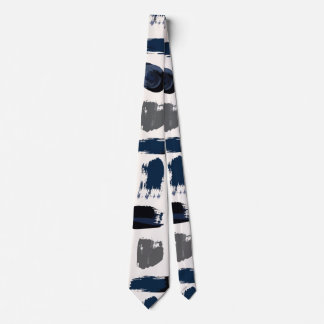 Cravate Peinture Abstraite Moderne Pinceaux Navy et Gr