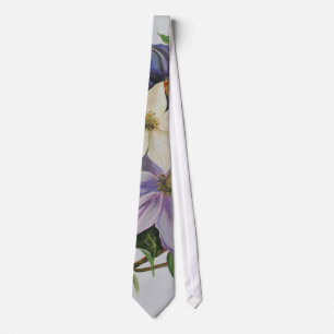 Cravate Peinture acrylique de la vigne Lilac Clematis