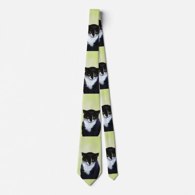 Cravate Peinture de chat Tuxedo - Cute Original Cat Art (Devant)
