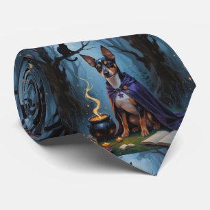 Cravate Peinture de Halloween fantaisiste de chien Affenpi