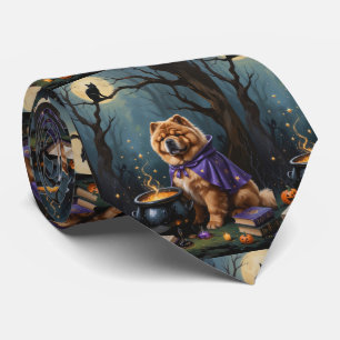 Cravate Peinture fantaisiste d'Halloween de chien Chow Cho