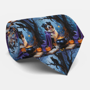 Cravate Peinture fantaisiste d'Halloween de chien de monta