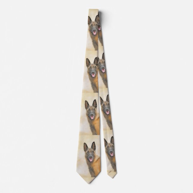 Cravate Peinture Malinoise belge - Cute Original Chien Art (Devant)