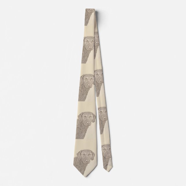 Cravate Peinture originale de chien par Retriever de Chesa (Devant)