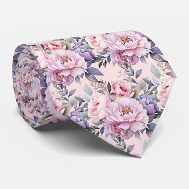 Cravate Peonies Floral Peony Flowers (Roulé)
