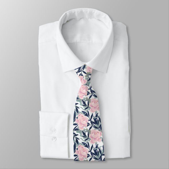 Cravate Peonies rose rose fleurs fleurs jardin fleurie bou (Attaché)