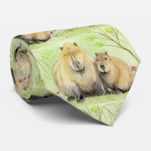 Cravate Père et bébé capybara