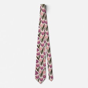 Cravate Père Marié Motif Tulipe Fleur de Mariage