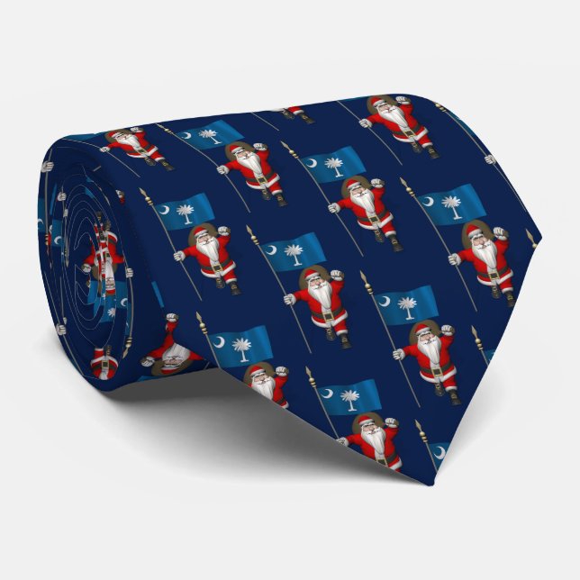 Cravate Père Noël Avec Drapeau De Caroline Du Sud (Roulé)