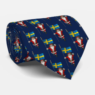 Cravate Père Noël Avec Drapeau De Suède