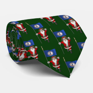 Cravate Père Noël Avec Drapeau De Virginie