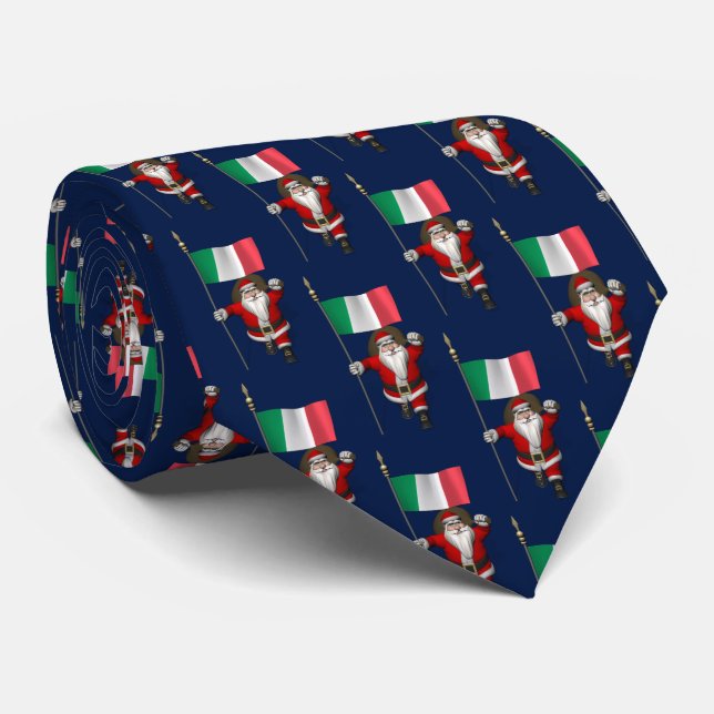 Cravate Père Noël Avec Drapeau D'Italie (Roulé)
