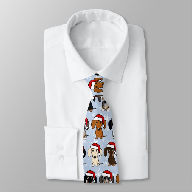 Cravate Père Noël Dachshunds mignon Chiens Wiener Noël (Attaché)