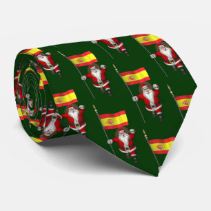 Cravate Père Noël Doux Avec Drapeau D'Espagne