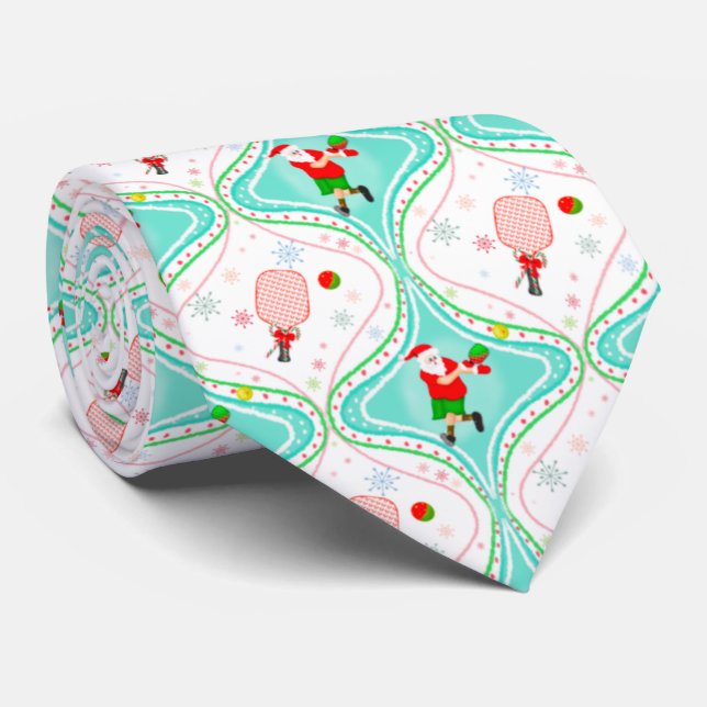 Cravate Père Noël Noël Pickleball Ogee Motif (Roulé)