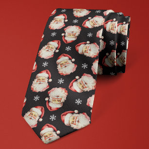 Cravate Père Noël noir Noël Flocon de neige Fêtes
