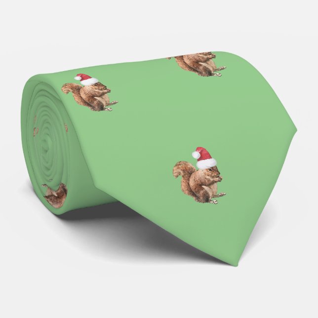 Cravate Père Noël Squirrel Motif humoristique (Roulé)