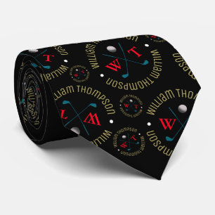 Cravate Personnalisé Homme Nom Black Golf