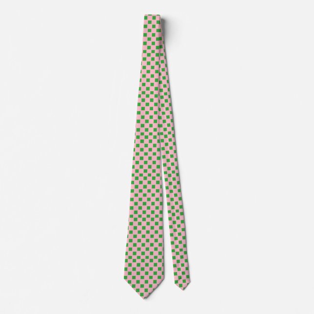 Cravate personnalisée avec contrôle rose et vert (Devant)