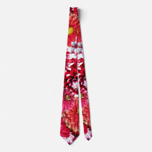 cravate personnalisée fleurs blanches roses abstra
