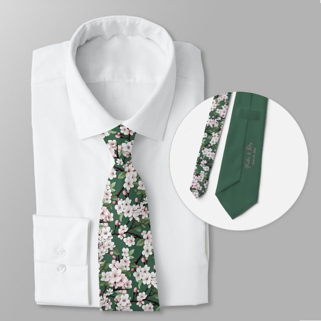 Cravate Personnaliser Fleurs d'aquarelle Fleur Fleur de Fl (Personalized neck tie for groom's wedding day.)