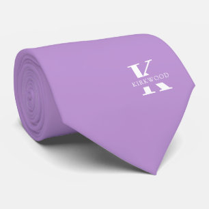 Cravate Pervenche Monogramme Élégant + Nom Recto seul