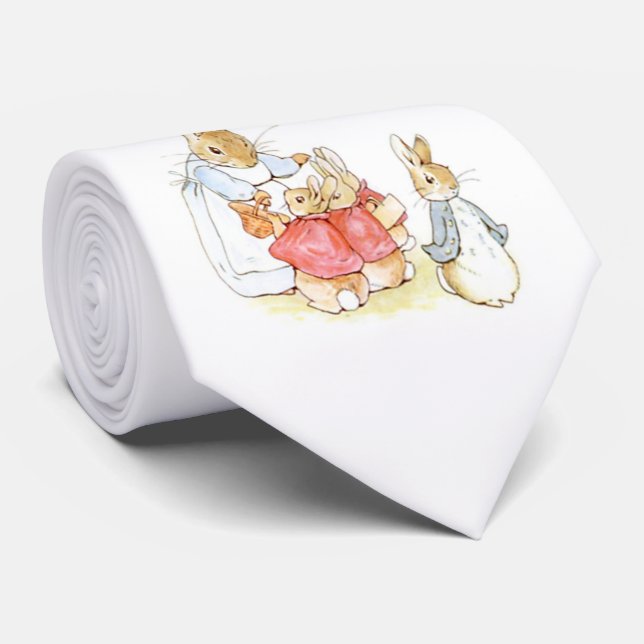Cravate Peter Rabbit et ses soeurs (par Beatrix Potter) (Roulé)