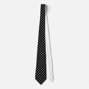 Cravate Petit motif blanc de hibou sur le noir