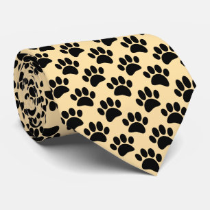 Cravate Petit motif d'empreinte de patte de chien en noir