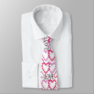 Cravate Petits coeurs rose rouge AMOUR